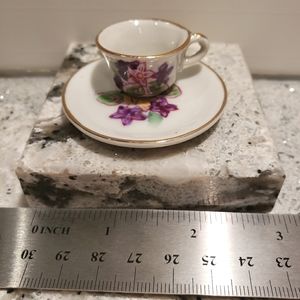 Antique extreme miniature porcelain cup and saucer.